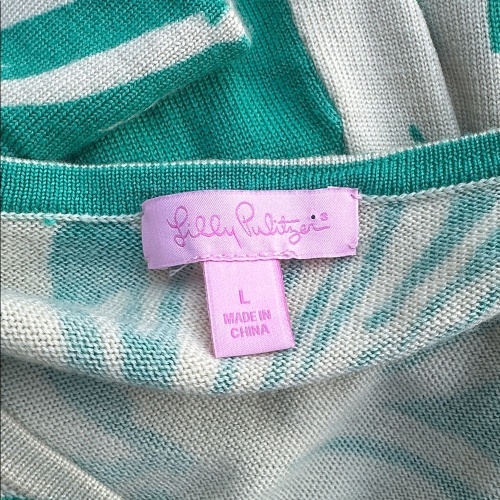 Lilly Pulitzer Pipster Merino Wool Sweater Dress Sz L – Pink Floral Classic Knit - Picture 7 of 7